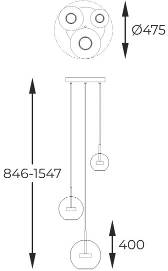 Lustră LED pe cablu Zuma Line P0428-03L-L4AC ENCELADUS 3xLED/5W/230V auriu