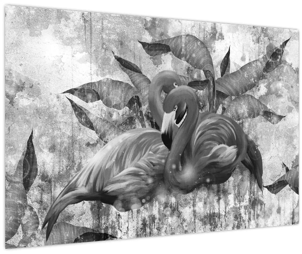 Tablou - Graffiti cu flamingo (90x60 cm)