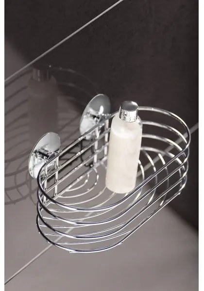 WENKO 18775100 - Poliță rotundă TURBO-LOC din oțel, 23,5 x 13,5 cm, crom lucios