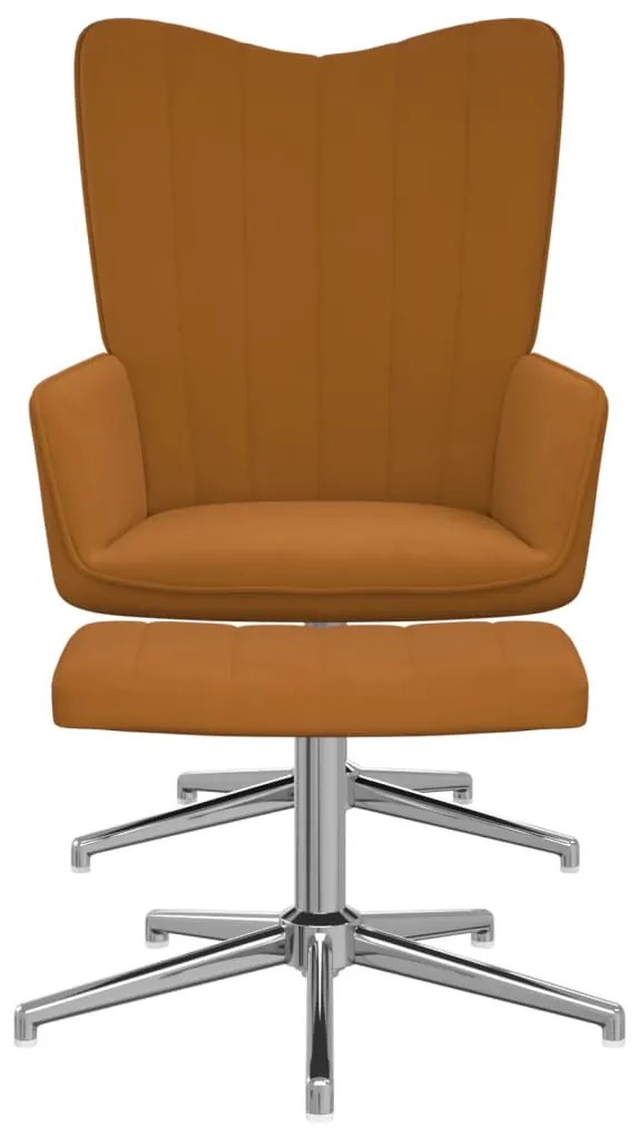 327740 vidaXL Scaun de relaxare cu taburet, maro, catifea