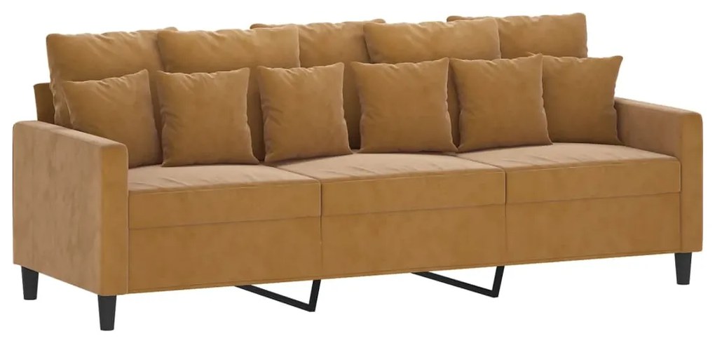 348892 vidaXL Canapea cu 3 locuri, Maro, 180 cm, catifea