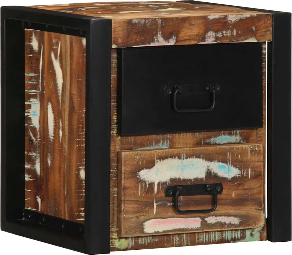 vidaXL Noptiera multicolor 40x35x40 cm lemn masiv recuperat