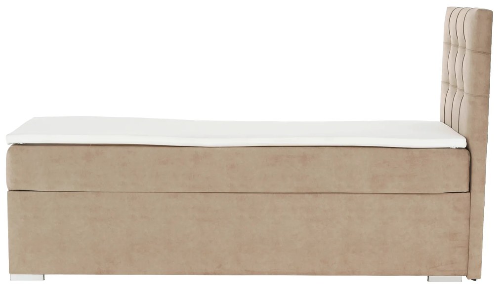 Pat boxspring, pat de o persoană, maro deschis, 80x200, dreapta, DANY