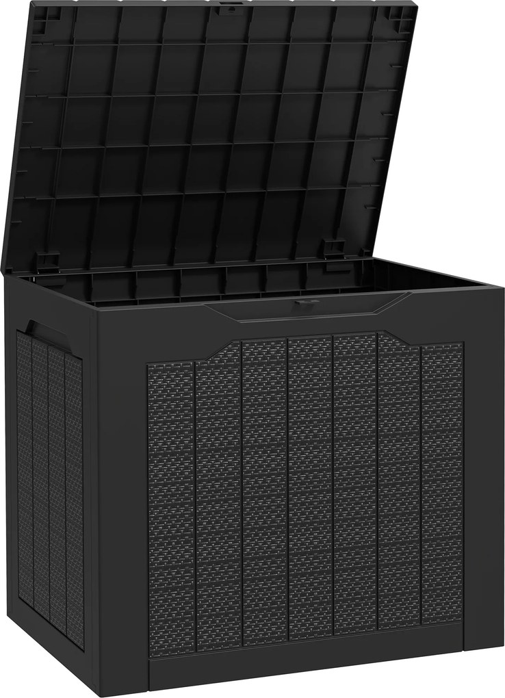 Outsunny Cufăr de Exterior de 93L cu Mânere Integrate și Cârlig pentru Lacăt, 56x41x50 cm, Negru | Aosom Romania
