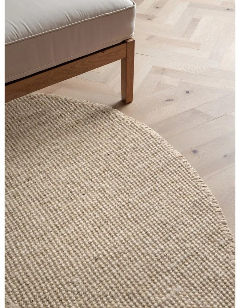 Covor crem rotund din iută ø 200 cm Bouclé Jaipur – Hanse Home
