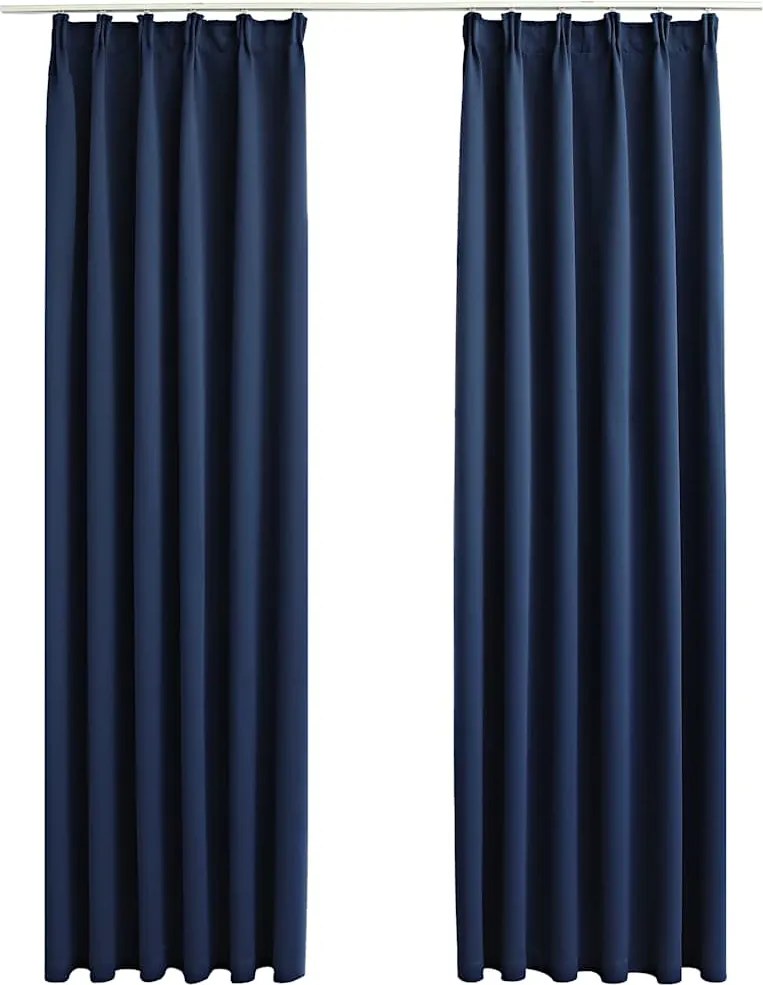 vidaXL Draperii opace cu cârlige, 2 buc., albastru, 140 x 175 cm