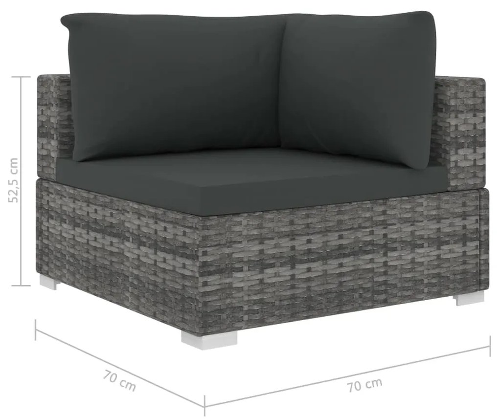Set mobilier de gradina cu perne, 5 piese, gri, poliratan Gri, 5