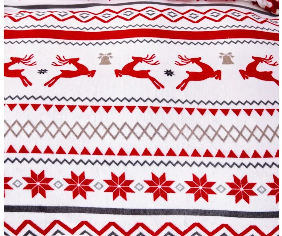 2x lenjerie de pat din microplus RETRO CHRISTMAS alb + cearsaf din microplus SOFT 180x200 cm alb