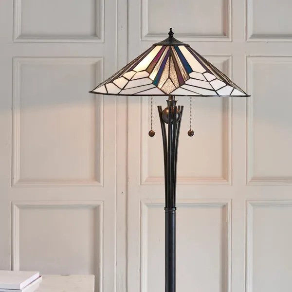 Endon 63934 - Lampadar Tiffany ASTORIA, 2xE27/60W/230V, diametru 48 cm