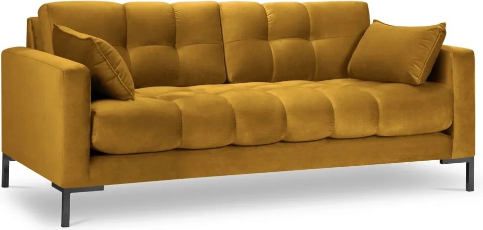 Canapea 2 locuri, Mamaia, Micadoni Home, BL, 152x92x75 cm, catifea, galben