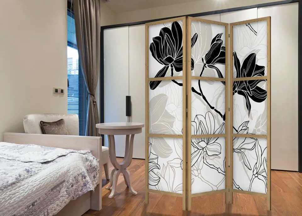 Paravan japonez - Black and White Flowers I
