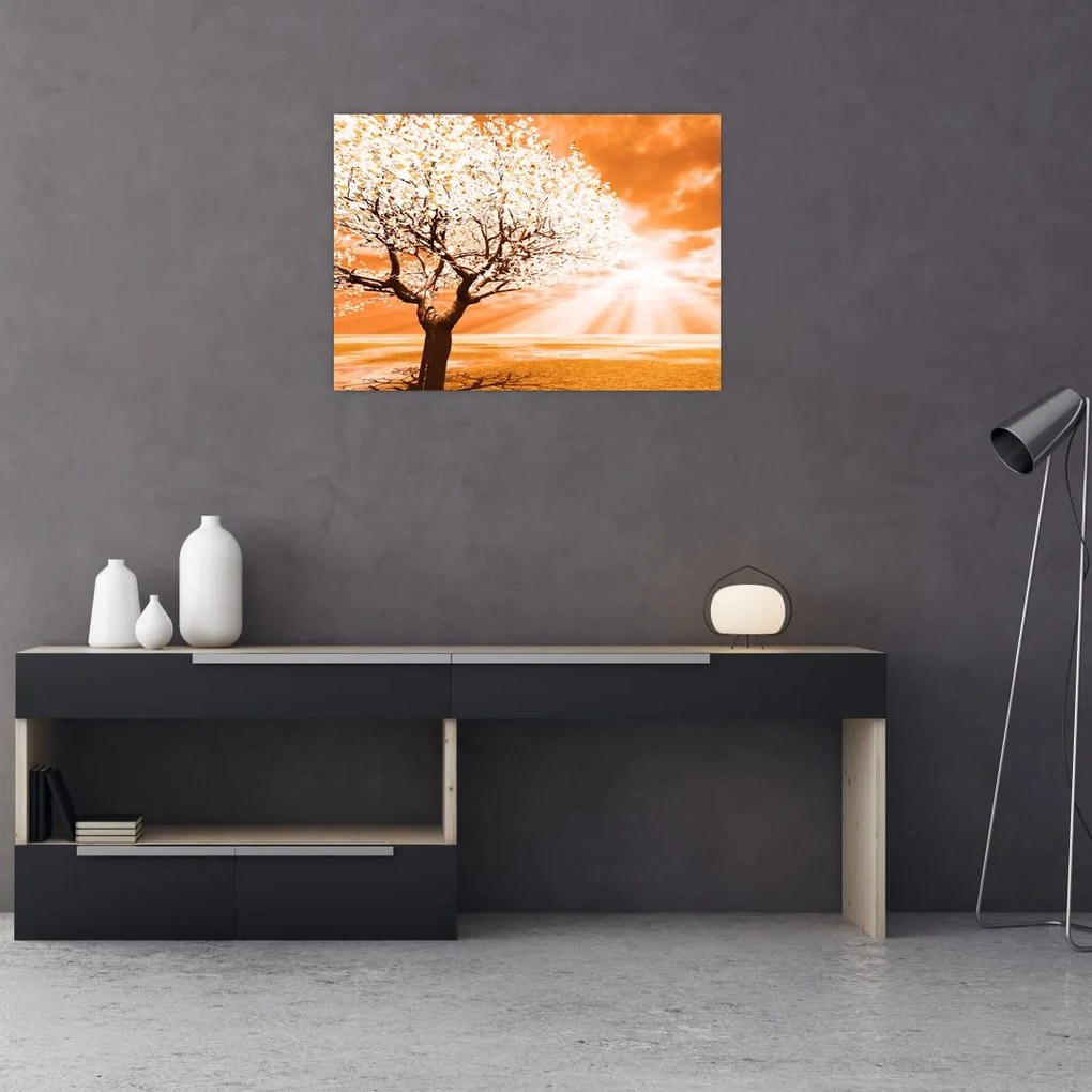 Tablou pe sticlă cu pomul portocaliu (70x50 cm)