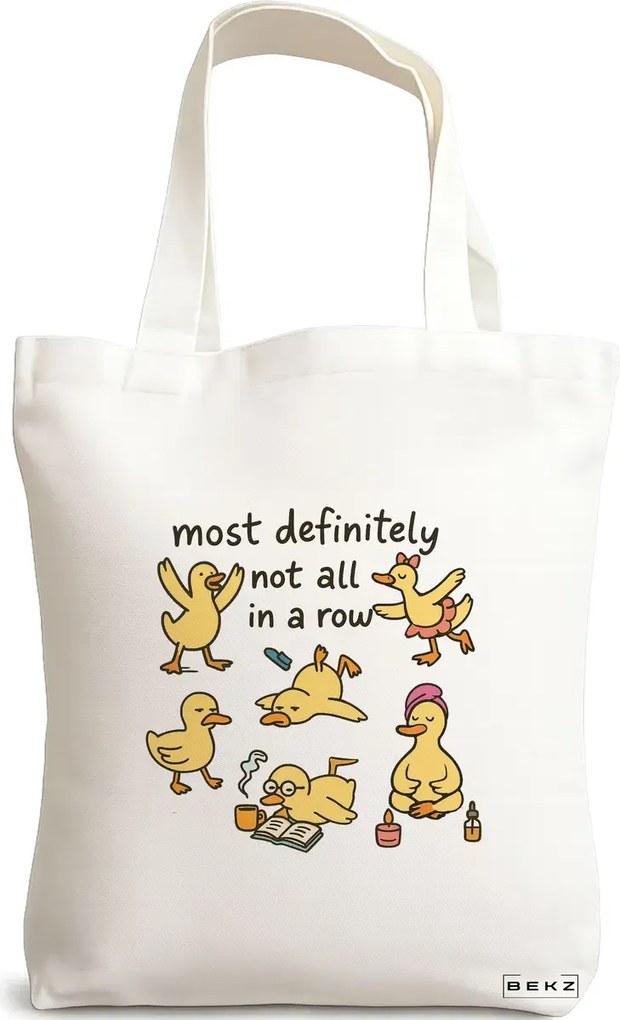 Sacosa de Panza pentru Cumparaturi, Geanta Tote, model Silly Goose 7, 38 x 34.5 cm, Alba, BEKZ®