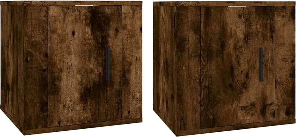 vidaXL Dulapuri TV montate pe perete 2 buc stejar fumuriu 40x34,5x40cm