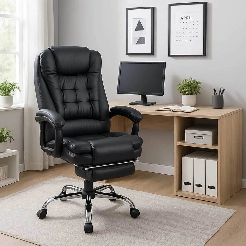 Scaun directorial cu suport de picioareOFF 418 negru