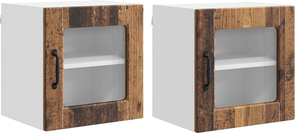 vidaXL Dulap de bucătărie cu raft 2 pcs Lemn vechi 40 x 31 x 40 cm