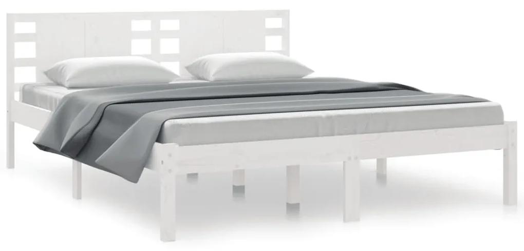 3104229 vidaXL Cadru de pat, alb, 160x200 cm, lemn masiv de pin