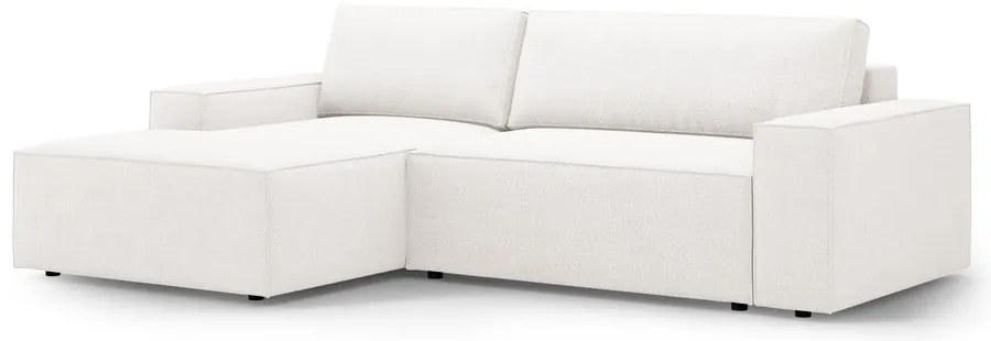 Colțar alb extensibil cu tapițerie din țesătură bouclé (cu colț pe partea stângă ) Jodie – Micadoni Home