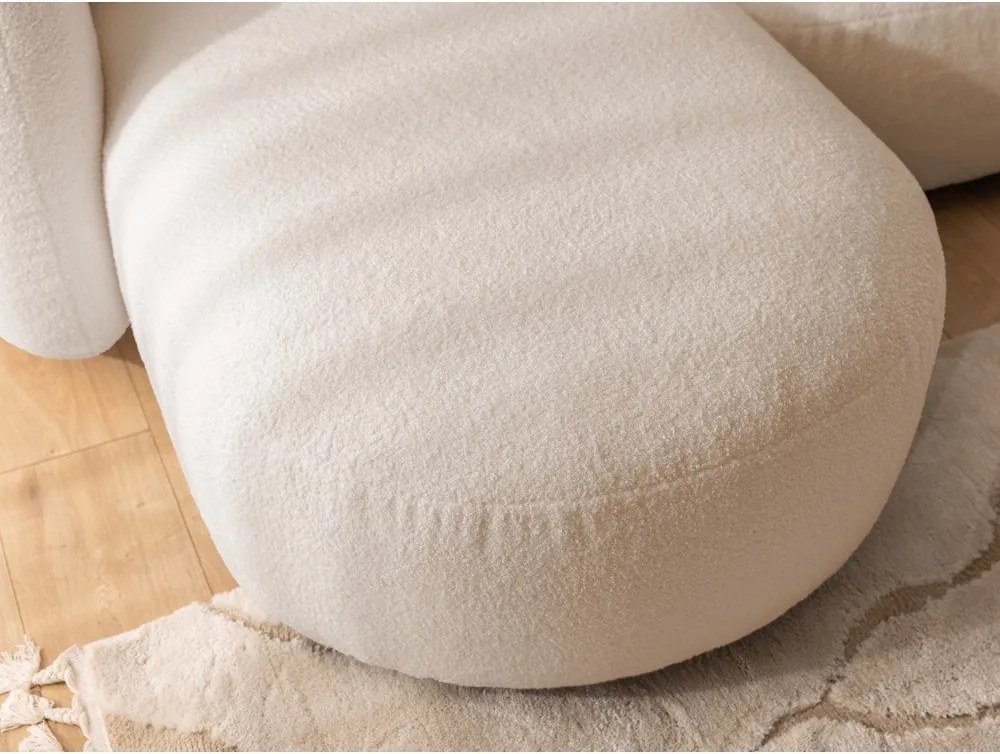 Colțar maro deschis cu tapițerie din țesătură bouclé (cu colț pe partea stângă/cu șezlong) Orbit – Ropez