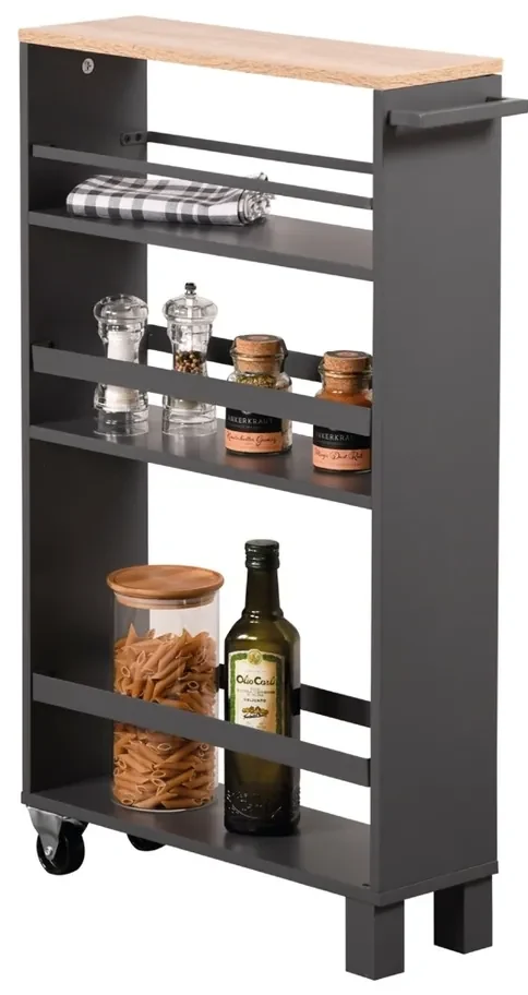 Kesper 24856 Raft pentru nișă pe roți, negru, 50 x15 x 79 cm