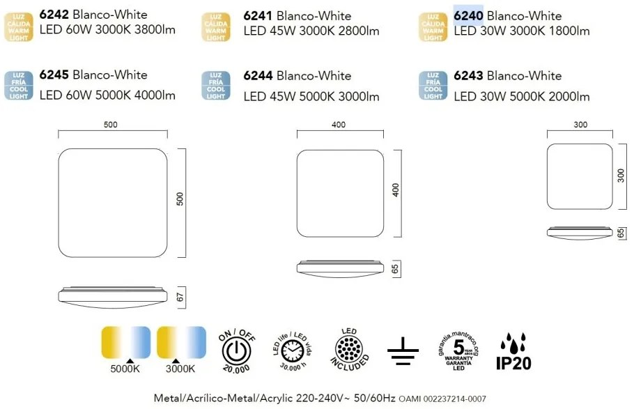 Plafoniera LED design minimalist QUATRO II 60W 5000K