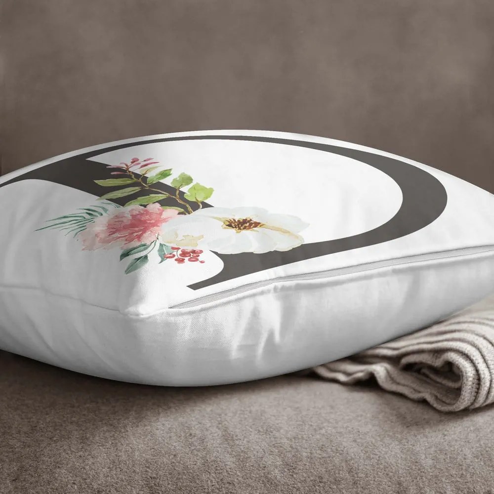 Față de pernă Minimalist Cushion Covers Floral Alphabet D, 45 x 45 cm