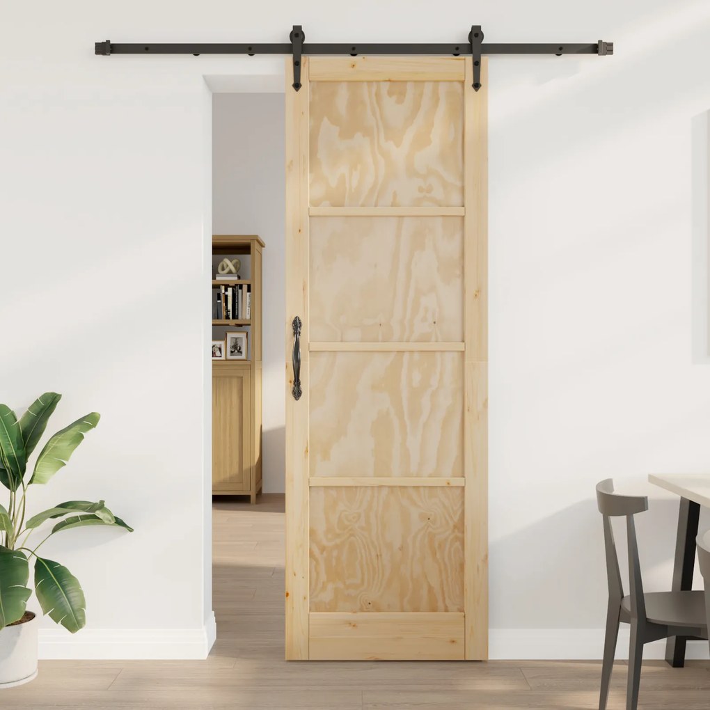 vidaXL Ușă glisantă Manual Natural și negru 78 x 232 cm