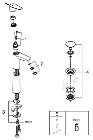 GROHE 23777001 - Baterie pentru lavoar START EDGE, mărime XL, crom lucios