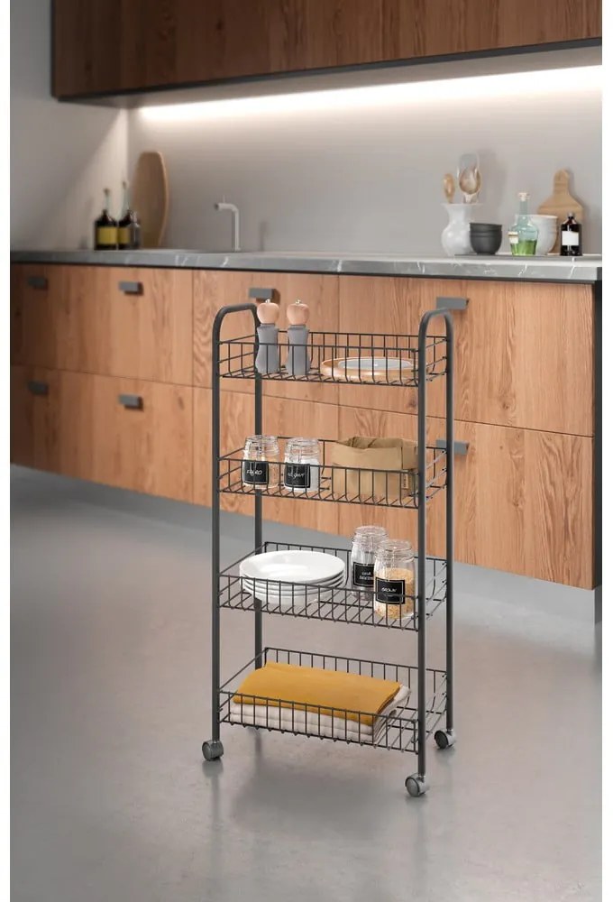 Raft mobil din metal negru 41x84 cm Ascona - Metaltex