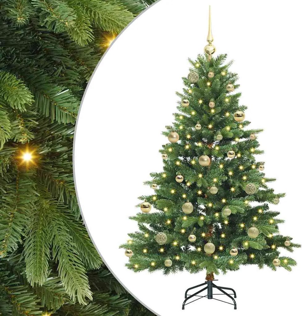 vidaXL Brad de Crăciun artificial cu 150 LED Verde 150 cm PE și PVC