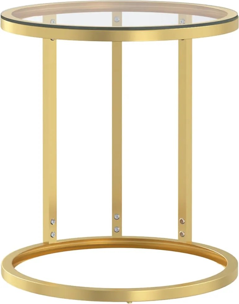 vidaXL Masă laterală, auriu și transparent,45 cm, sticlă securizată