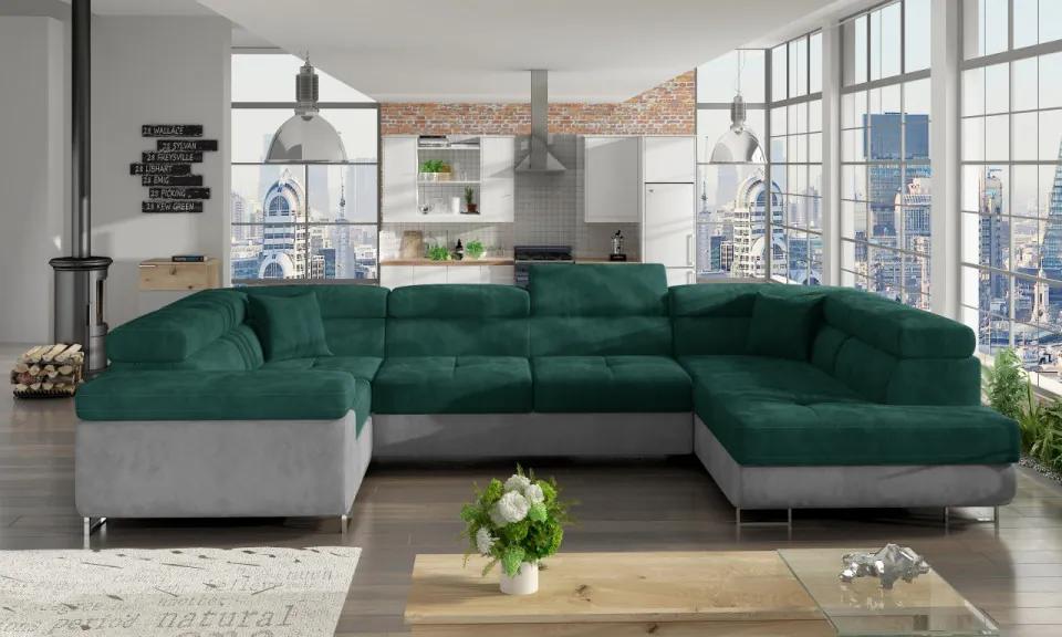 Canapea modulara, extensibila, cu spatiu pentru depozitare, 340x90x202 cm, Letto R01, Eltap (Culoare: Verde / Kronos 19)