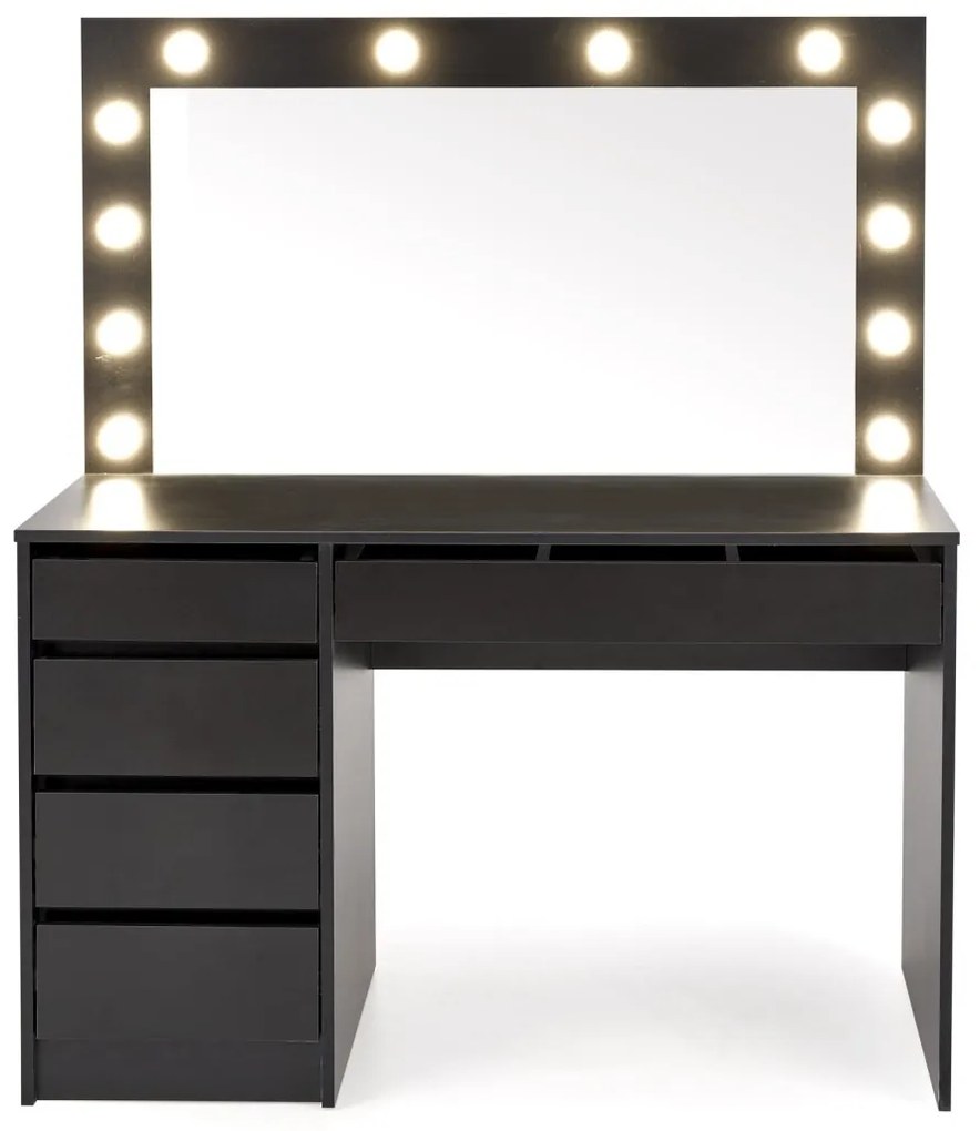 Masuta de toaleta cu oglinda si LED Hollywood XL - Negru