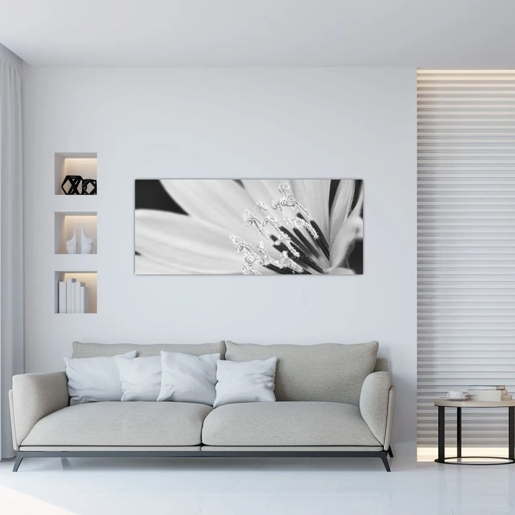 Tablou - Floare albă și neagră (120x50 cm)