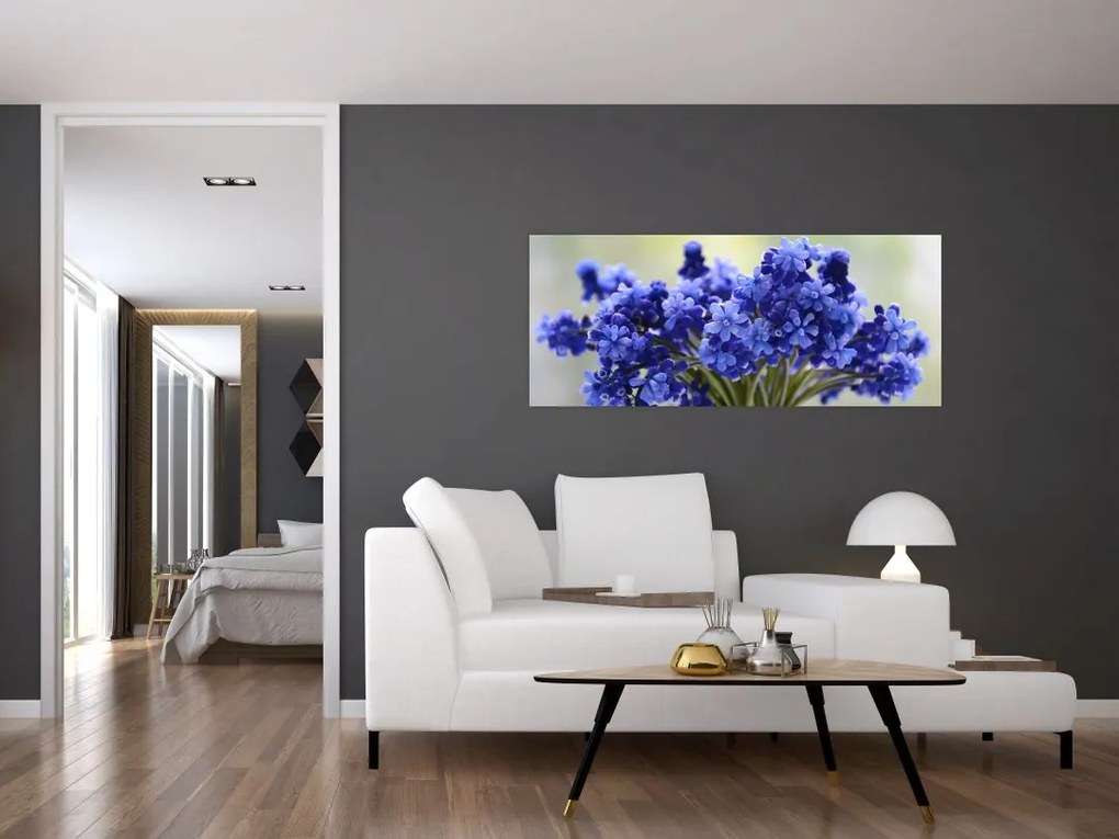 Tablou buchet cu flori albastre (120x50 cm)