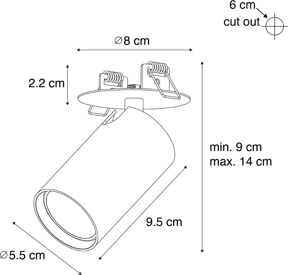Spot modern integrat negru GU10 50mm - Chels
