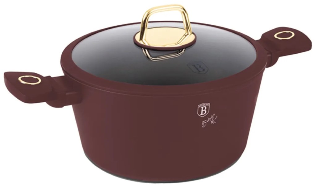 Oală cu capac 28 cm, 6.1L – Berlinger Haus Leonardo Collection BH 8042, antiaderentă, ideală pentru gătit fără ulei, compatibilă cu inducție