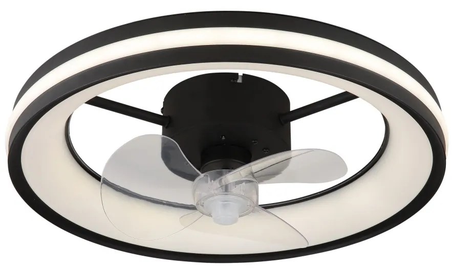 Plafonieră LED cu ventilator Globo 03650 GATIAN LED/30W/230V negru + telecomandă