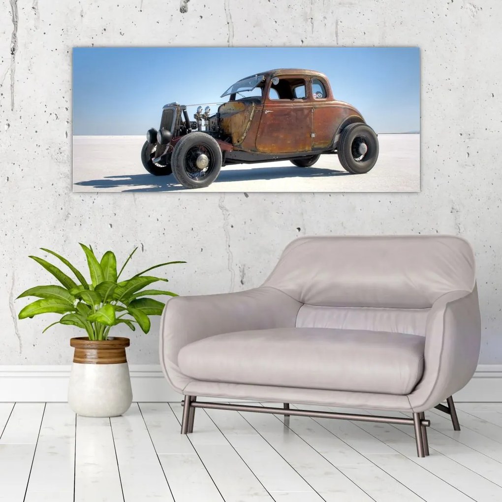 Tablou - Mașină în deșert (120x50 cm)