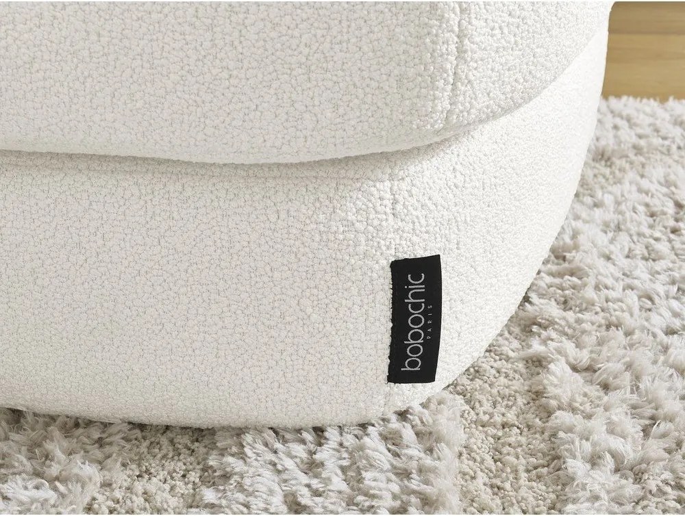 Taburet alb cu tapițerie din țesătură bouclé Leonore – Bobochic Paris
