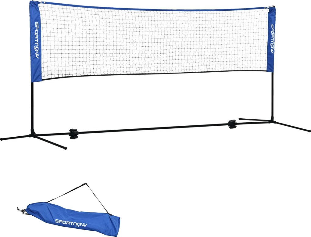 SPORTNOW Fileu de badminton, fileu portabil, înălțime reglabilă 107-155 cm, cu geantă de transport, cadru metalic, negru, albastru | Aosom Romania