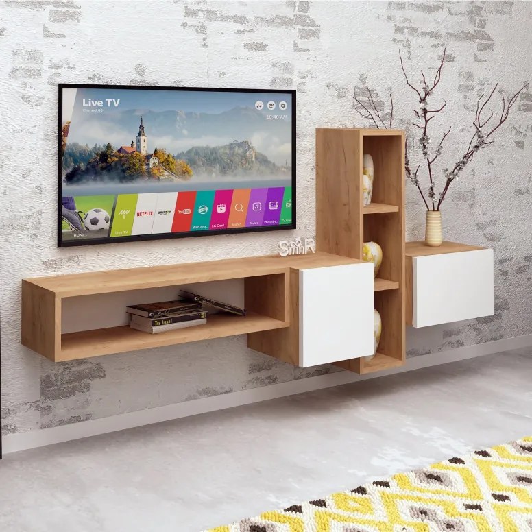 Ansamblu Comoda TV Kumkuat Oak-Alb