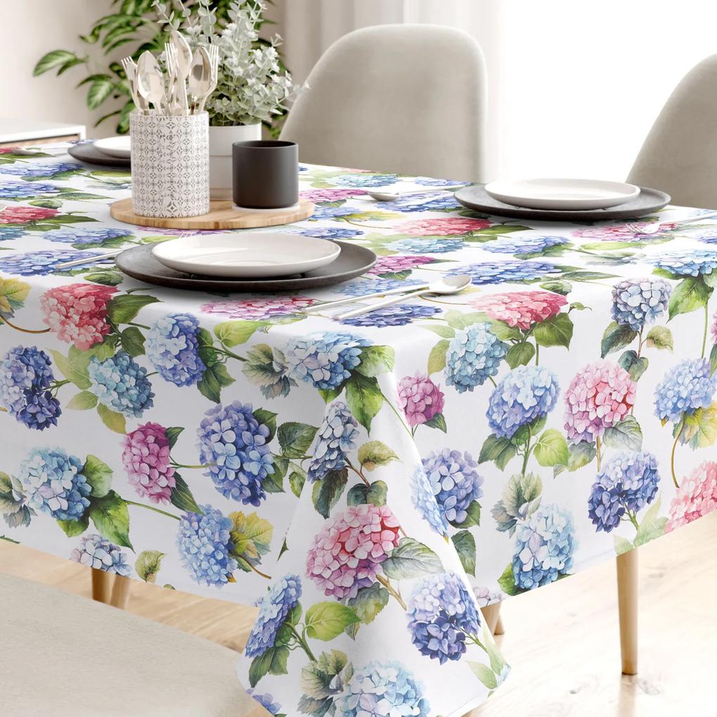 Goldea față de masă decorativă loneta - flori de hortensie 80 x 80 cm