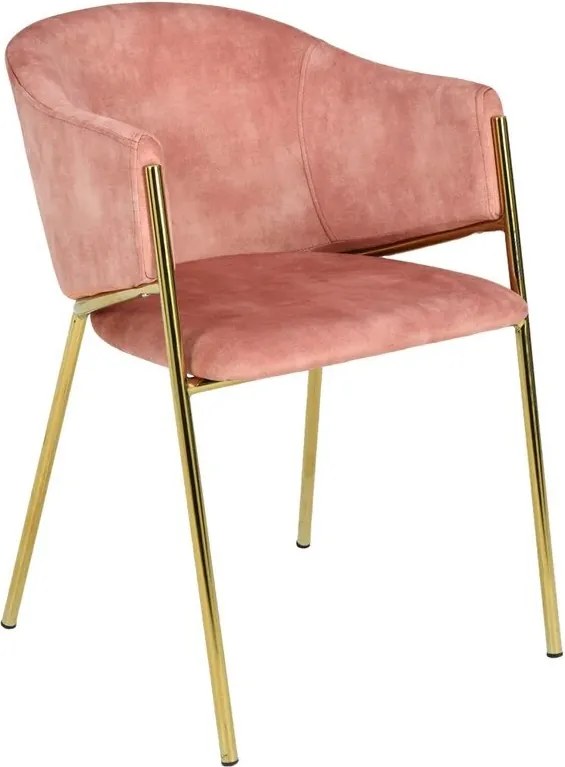 Set de 2 scaune aspect retro, Metal Auriu, Catifea Rose, NOBLESSE A-47583 VC