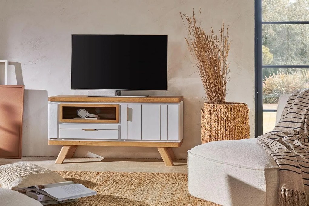 Comodă TV lemn masiv Havana Personalizabilă, 60 × 42 × 120 cm - Tabac
