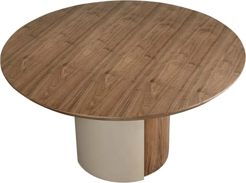 Masa rotunda moderna cu blat din furnir natural de nuc Walnut 1163