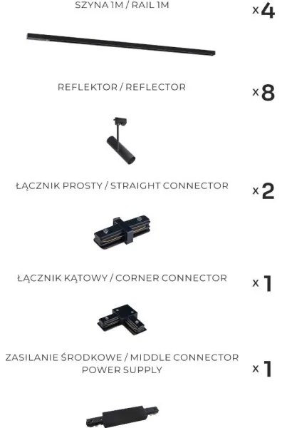 Zuma Line 3586 - Spot pe șină LISA 8xGU10/35W/230V, negru