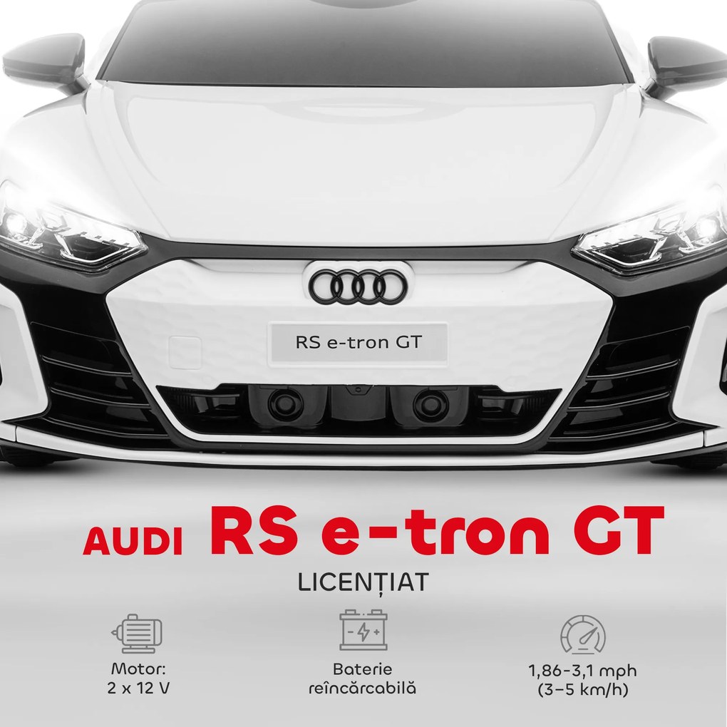 HOMCOM Mașină Electrică pentru Copii cu Motor Dublu, Centură de Siguranță, Telecomandă și Claxon, 103x58x41 cm, Alb | Aosom Romania