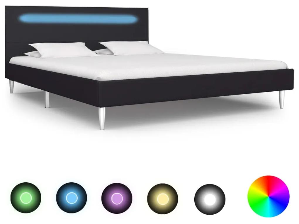 280963 vidaXL Cadru de pat cu LED-uri, negru, 140x200 cm, material textil
