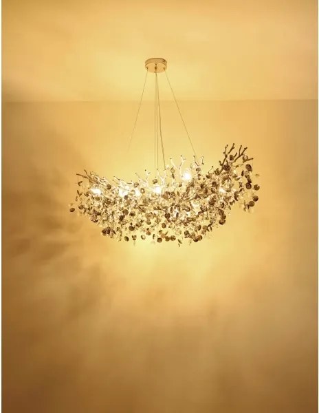 Globo 64138H3S - Candelabru suspendat pe cablu QUEENA 10xE14/40W/230V argintiu